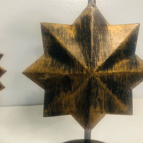 distressed metal candlestick holders star and sun 9in whimsy goth eclectic boho - Picture 8 of 9